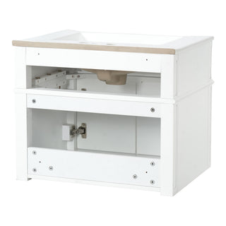 Wall Mounted Bathroom Vanity With Tip Out Drawer And Open Back Design