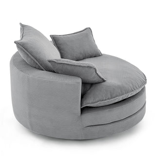 360° Swivel Accent Barrel Chair With Dual Layer Cushion And 3 Removable Pillows