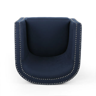 Modern Upholstered Swivel Club Chair With Nailhead Trim