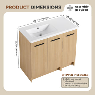 Wall Mounted Floating Bathroom Vanity With Sink, 3 Door Modular Cabinet