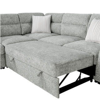 Emiliano - Sectional Sofa With 3 Pillows - Nickel