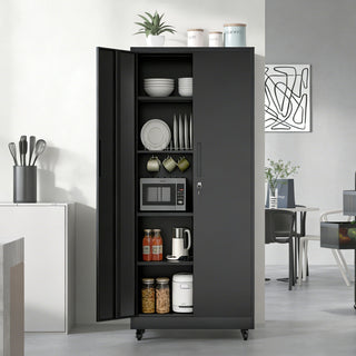 Heavy Duty Rolling Cabinet With Lock, Garage Storage Cabinet, 4 Adjustable Shelves For Tool Organization
