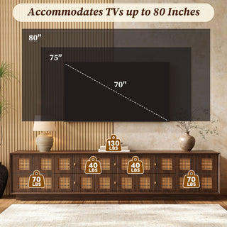 Media Console TV Stand With 6 Drawers & 2 Cabinets - Walnut