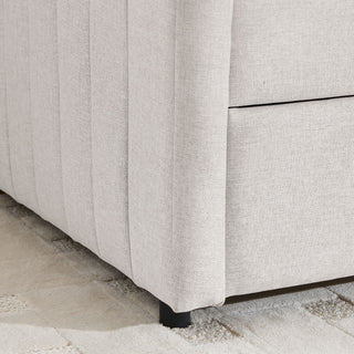 Upholstered Daybed With Trundle With Vertical Stripes