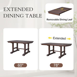 6 Piece Extendable Dining Table Set, Wood Table With Removable Leaf, 4 Upholstered Chairs And Bench - Cherry
