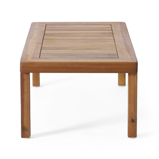 Acacia Wood Loveseat And Coffee Table Set With Cushions