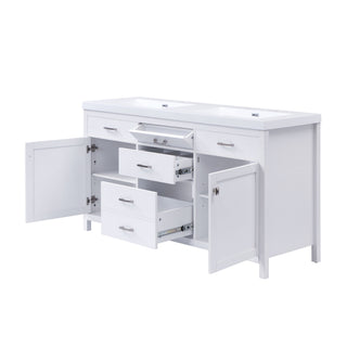 Double Sink Bathroom Vanity With Top, Soft Closing Doors & Drawers, Tip Out Drawer, 2 Cabinet Doors, Adjustable Shelf - White