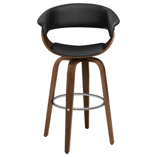 Swivel Bar Stool Elegant Design With Upholstery - Walnut
