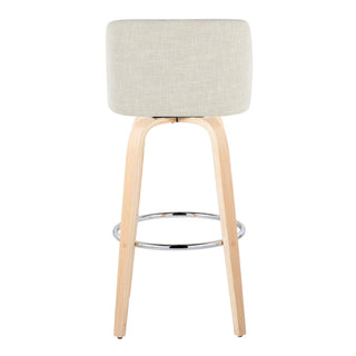 Toriano - Contemporary, Fixed Height Barstool Swivel & Round Footrest (Set of 2)