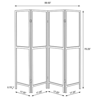 4 Panel Folding Screen, Space Divider - Brown