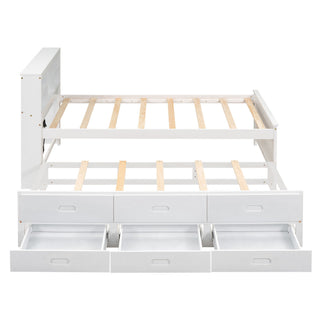Platform Bed With Storage Headboard, USB, Trundle And 3 Drawers