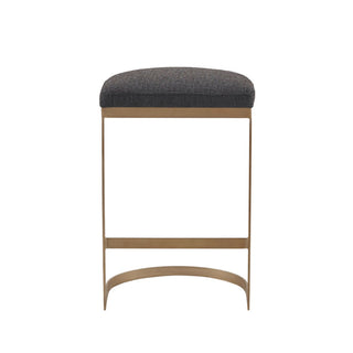 Counter Stool With Upholstered Seat, Metal Base - Charcoal / Antique Gold