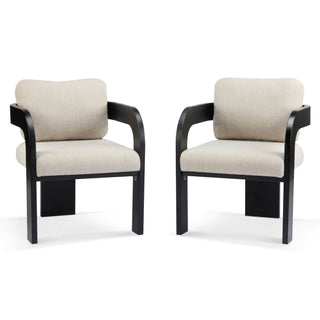 Dining Chairs With Pillow Back (Set of 2) - Beige / Black