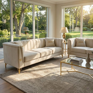 Upholstered 3 Seater Sofas Living Room Furniture (Set of 2)