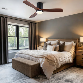 Low Profile Flush Mount Intergrated LED Ceiling Fan With Light And Silent Reversible Motor