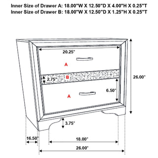 Transitional 2 Drawer Nightstand With Hidden Jewelry Tray