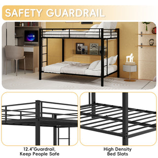 Bunk Bed For Kids, Convertible Frame With Ladders & Guardrail
