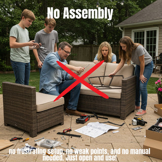 Outdoor Wicker Conversation Set With Cushions, All Weather
