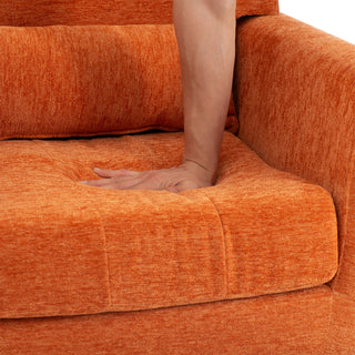 Modern Accent Chair, Arm Chairs For Living Room, Upholstered Mordern Armchair, Comfy Soft Padded Lounge Chair In Small Space, Bedroom, With Pillow, Solid Wood Leg