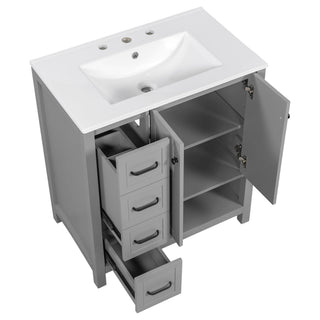 Bathroom Vanity With Sink Top, Bathroom Vanity Cabinet With 2 Doors And 2 Drawers, Open Shelf