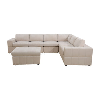 Oversized Modular Sectional Sofa, Reversible With Ottoman