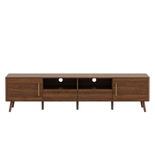 78" TV Stand For 85" TVs With Soft Close Doors, Open Shelf - Walnut