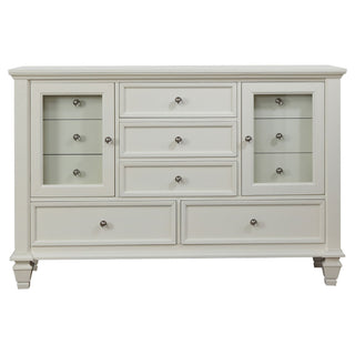 Cortina - 4 Piece Queen Bedroom Set With Ornate Panels And Storage - Cream White