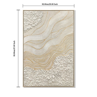 Framed Wall Art, Textured Canvas Painting With Accents, Decor For Living Room (Set of 2) - Antique White