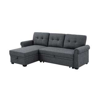 Upholstered Sleeper Sofa With Reversible Storage Chaise - Dark Gray