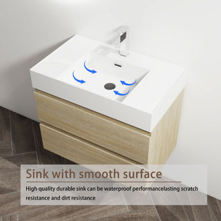 Wall Mounted Bathroom Vanity And Sink, 2 Soft Close Drawers