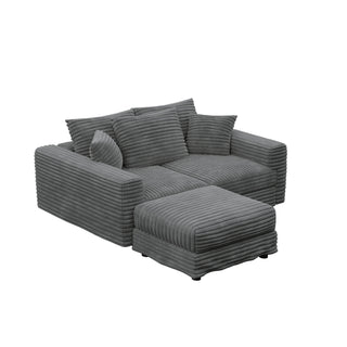 Convertible Deep Seat Sofa With Soft Pillows And Ottomans