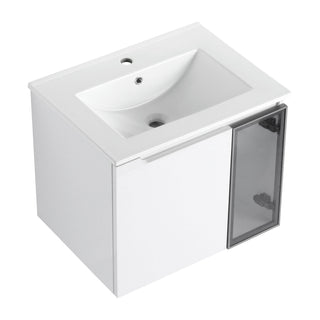 Wall Mounted Bathroom Vanity With Sink, Cabinet & Half Door