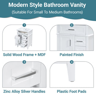Modern Bathroom Vanity With Sink, Flip Drawer & 3 Drawers, Soft Close Hinges, Adjustable Shelf