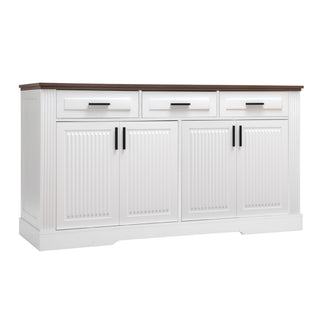 Fluted Sideboard Buffet Cabinet With 4 Doors And 3 Drawers
