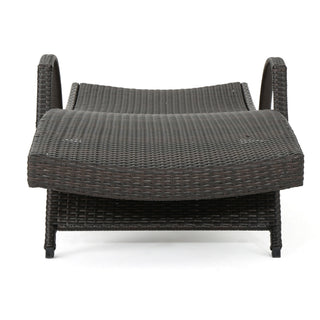 Salem - Contemporary Wicker Chaise Lounge With Arm, Weather Resistant
