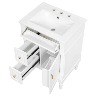 Freestanding Bathroom Vanity With Sink, Adjustable Shelf & Flip Drawer