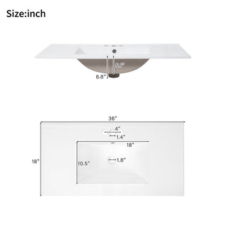 Bathroom Vanity With Sink, Soft Close Doors, Double Shelves & Divided Drawer