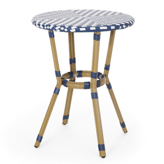 French Bistro Table Outdoor Elegance - White / Blue