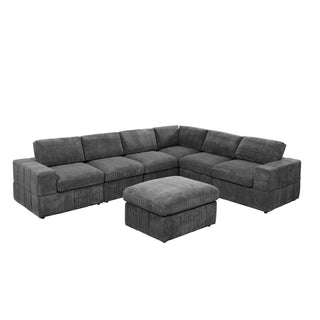 Oversized Ottoman Footrest Extra Seat Living Room - Dark Gray