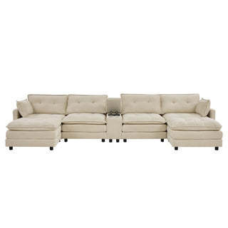 Oversized Modular Sectional Sofa With Multi Functional Console