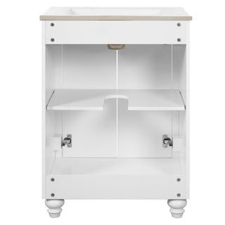 Bathroom Vanity With Ornate Elliptical Motif, Soft Close Hinges