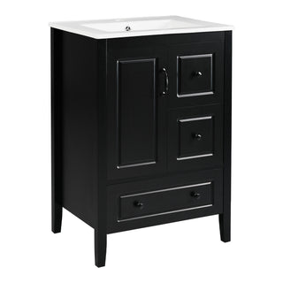 Retro Bathroom Vanity With Sink, Soft Closing Cabinet & Drawers
