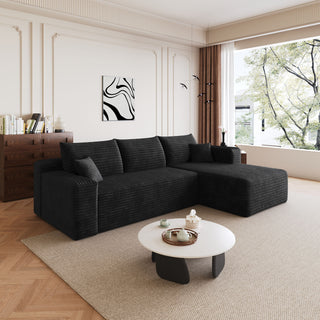 Cloud Sectional Sofa, Comfort U-Shaped Sofa For Living Room - Black