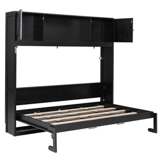 Rustic Casual Murphy Bed With Storage Cabinets