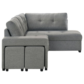 Atkinson - Sleeper Sectional Sofa With Lift Top Chaise - Gray
