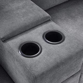Modular 5 Seat U-Shape Sectional Sofa With Chaise Lounge, Built In Cup Holders And Storage Drawer