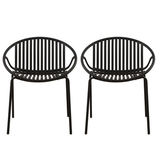 Stackable Outdoor Chairs With Breathable Plastic Backrest (Set of 2)