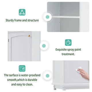 Tall Bathroom Storage Cabinet With Glass Doors, Free-Standing, Two Drawers, And Adjustable Shelves, Board, Painted Perfect For Displaying Your Favorite Items