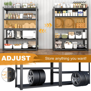 Shelves With 5 Removable Dividers, Durable For Garage - Black