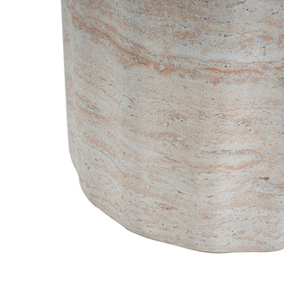 Elegant Indoor / Outdoor Lightweight Concrete Side Table With Travertine - Beige
